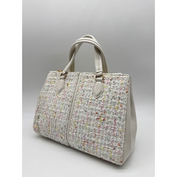On 34th Robbinn tweed medium women's satchel crossbody bag - White Multi - Picture 3 of 13
